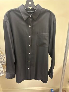 Lafayette 148 New York Black Classic Button-Down Shirt